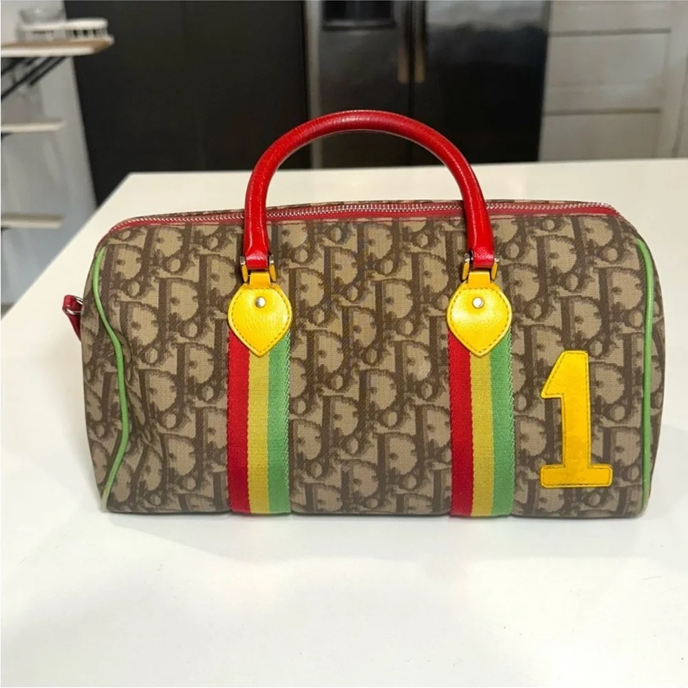Dior Brown and Red Monogram Bag - Picture 1 of 7